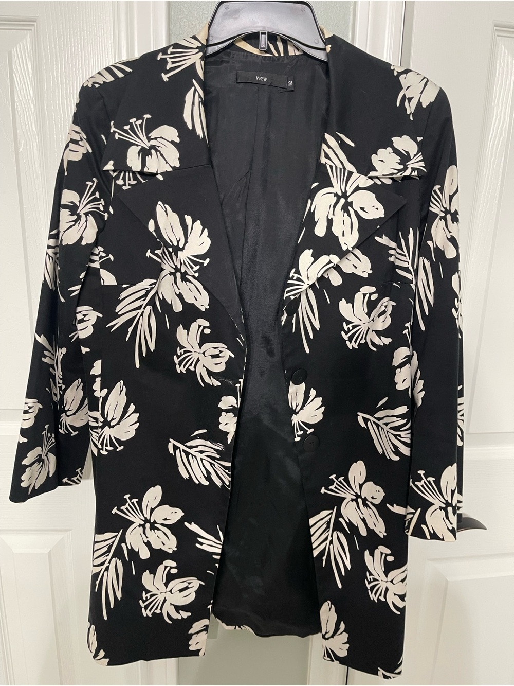 Vince Black Blazer with Cream Floral Print